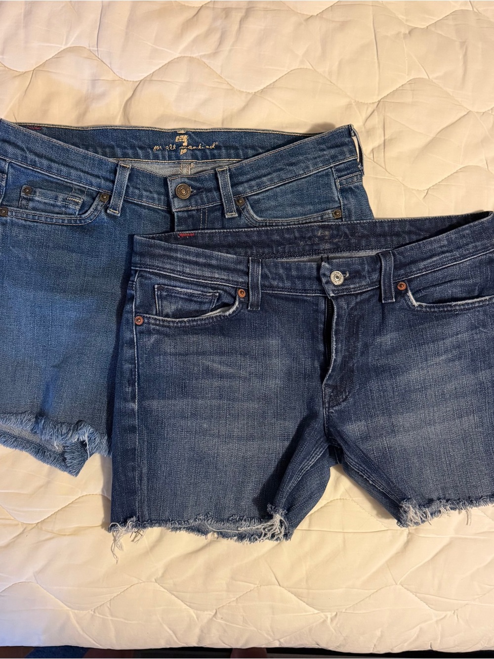 7 For All Mankind Blue Denim Cutoff Shorts Bundle